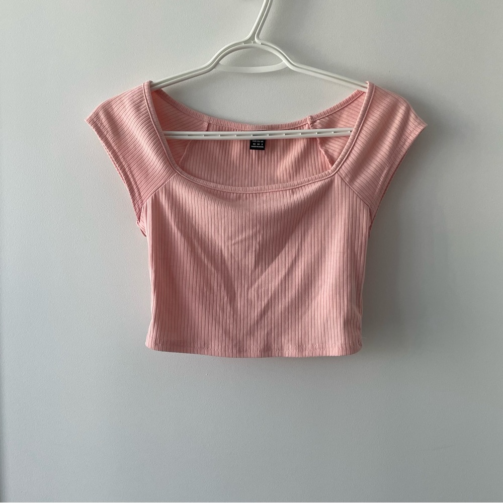 Pink Ribbed Crop Top - size XS/US 2